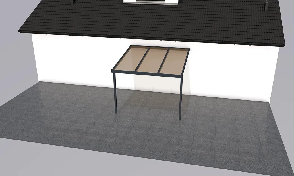 Terrassendach Premium, anthrazit, 3094 x 3060 mm - Polycarbonat Stegplatten 16 mm, bronze