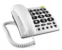 Schnurgebundenes Großtastentelefon PhoneEasy 311c weiß mit optischer Anrufsignalisierung