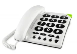 Schnurgebundenes Großtastentelefon PhoneEasy 311c weiß mit optischer Anrufsignalisierung