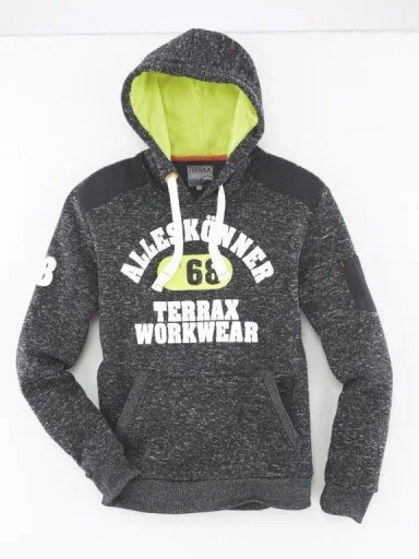 Kapuzenpulli, Farbe schwarz/limette meliert, Gr.XL