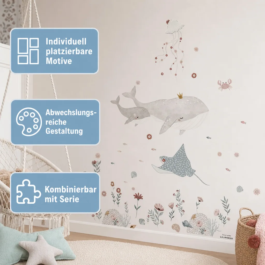 Lilipinso Wandsticker L Familie Wal & Freunde