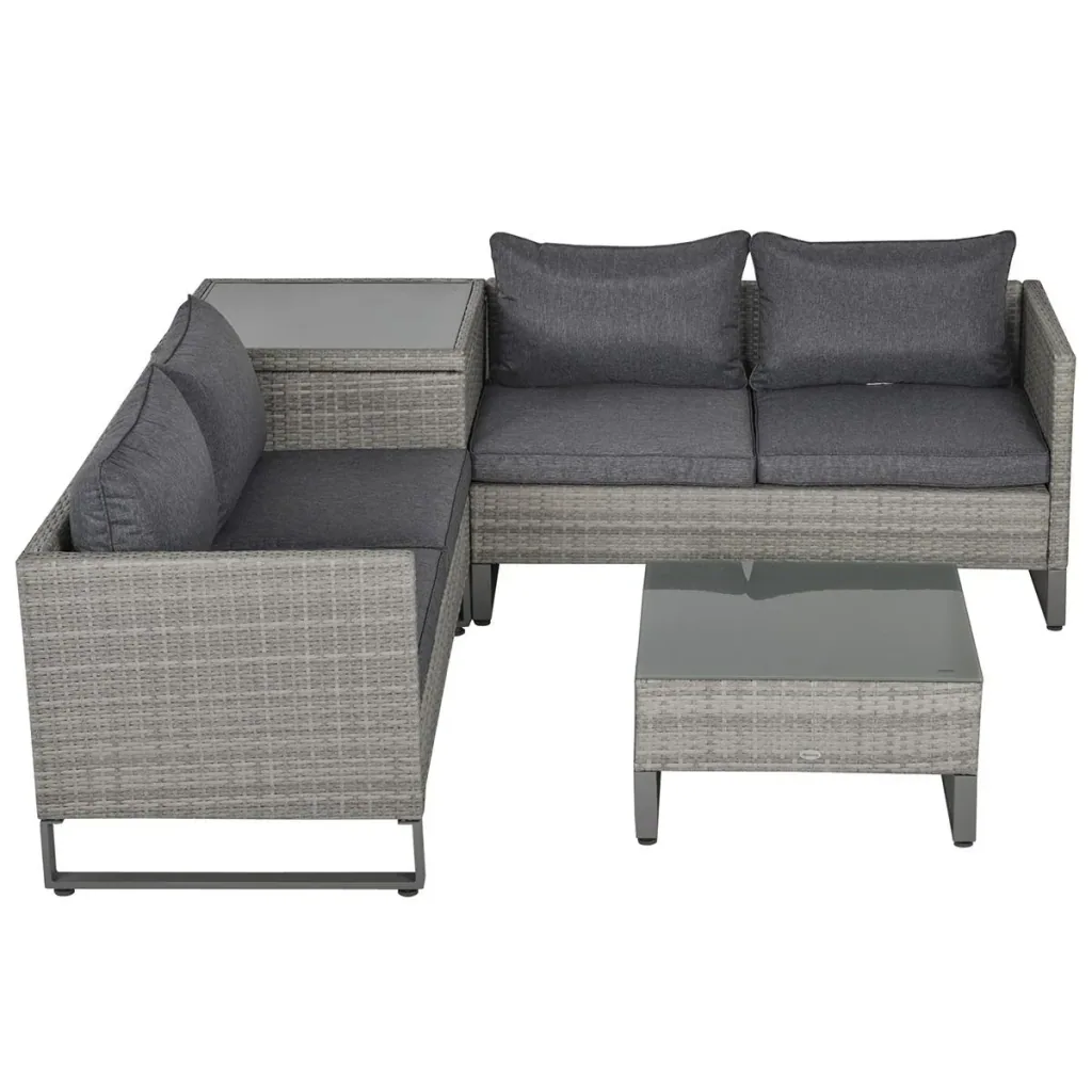 4-tlg. Luxus Polyrattan Gartengarnitur Gartenmöbel Garten-Set Sitzgruppe Loungeset Loungemöbel inkl. Aufbewahrungsbox un