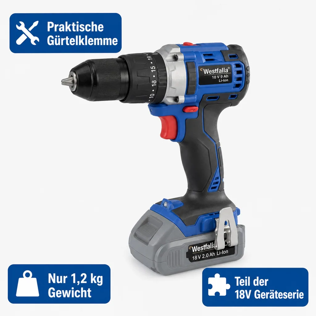 Akku-Schlagbohrschrauber 18 Volt Li-Ion WABS18BL inklusive 2 Akkus 2,0 Ah und Ladegerät 2,4 Ah