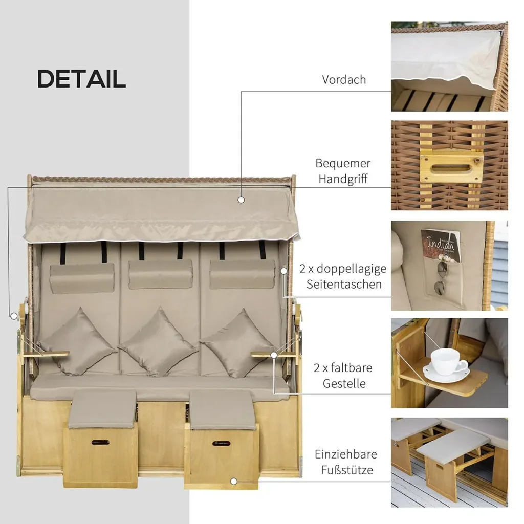 Gartenmöbel-Set in Rattan-Optik, 5-teilig, Stahl, grau