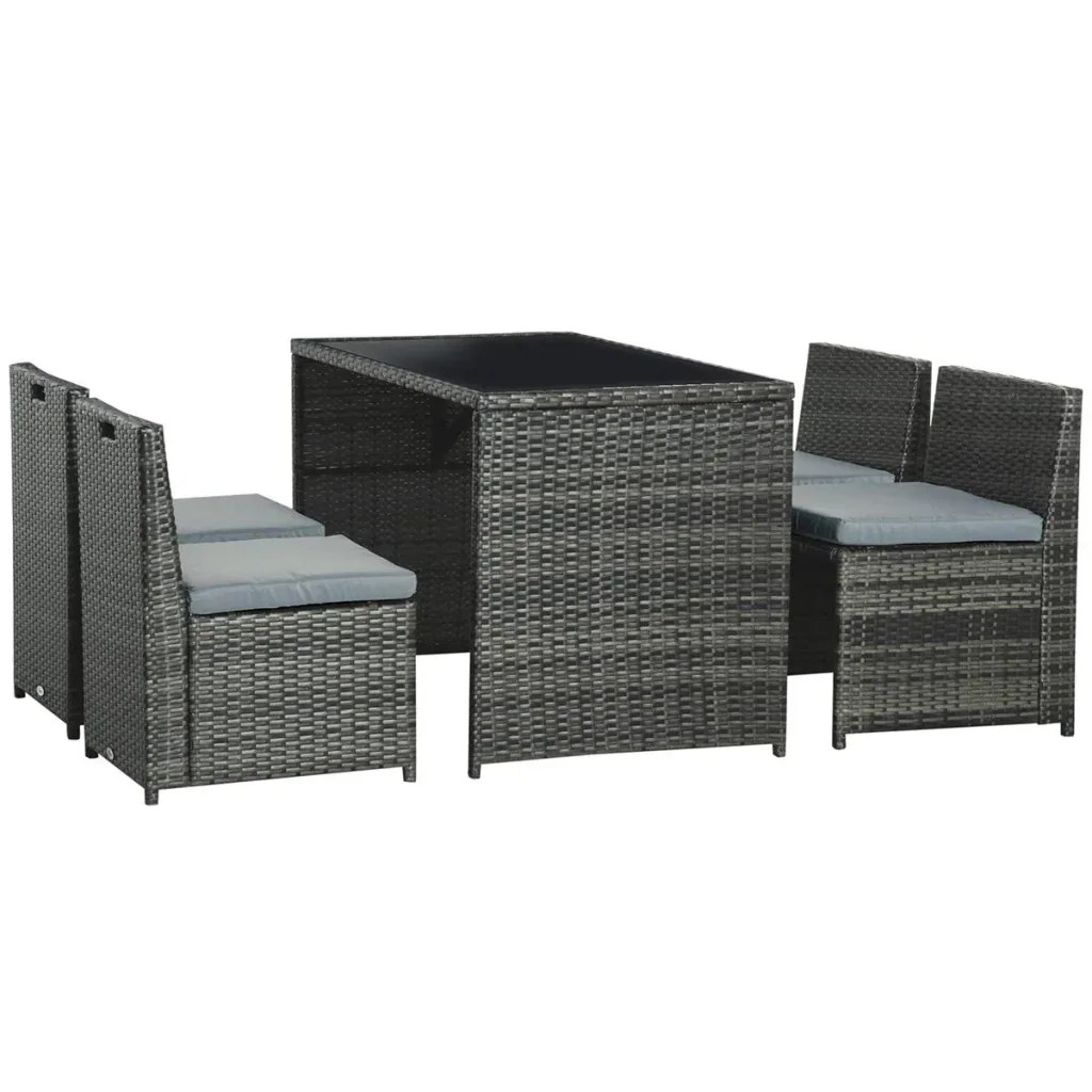Gartenmöbel-Set in Rattan-Optik, 5-teilig, Stahl, grau
