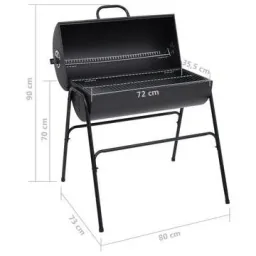 BBQ Holzkohlegrill - Grillfläche 60 x 30 cm - Rostfreier Stahl
