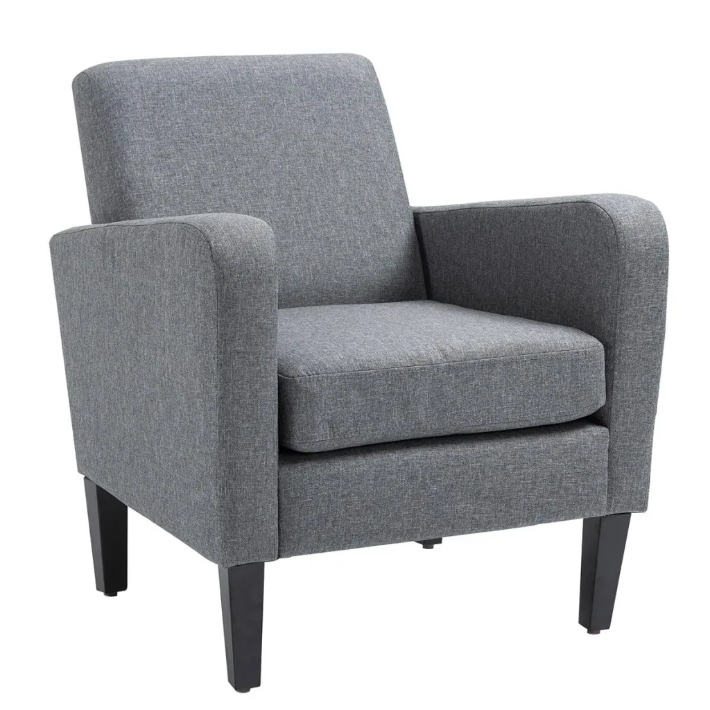 Einzelsessel Relaxsessel Einzelstuhl Polstersessel Holzfüße Leinenstoff Hellgrau 66 x 72 x 74 cm