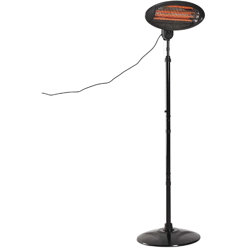 Heizstrahler Freistehender Terrassenheizer Quartz elektrisch 360° drehbar 2KW Ø50 x H(180-210) cm