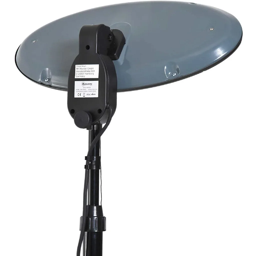 Heizstrahler Freistehender Terrassenheizer Quartz elektrisch 360° drehbar 2KW Ø50 x H(180-210) cm