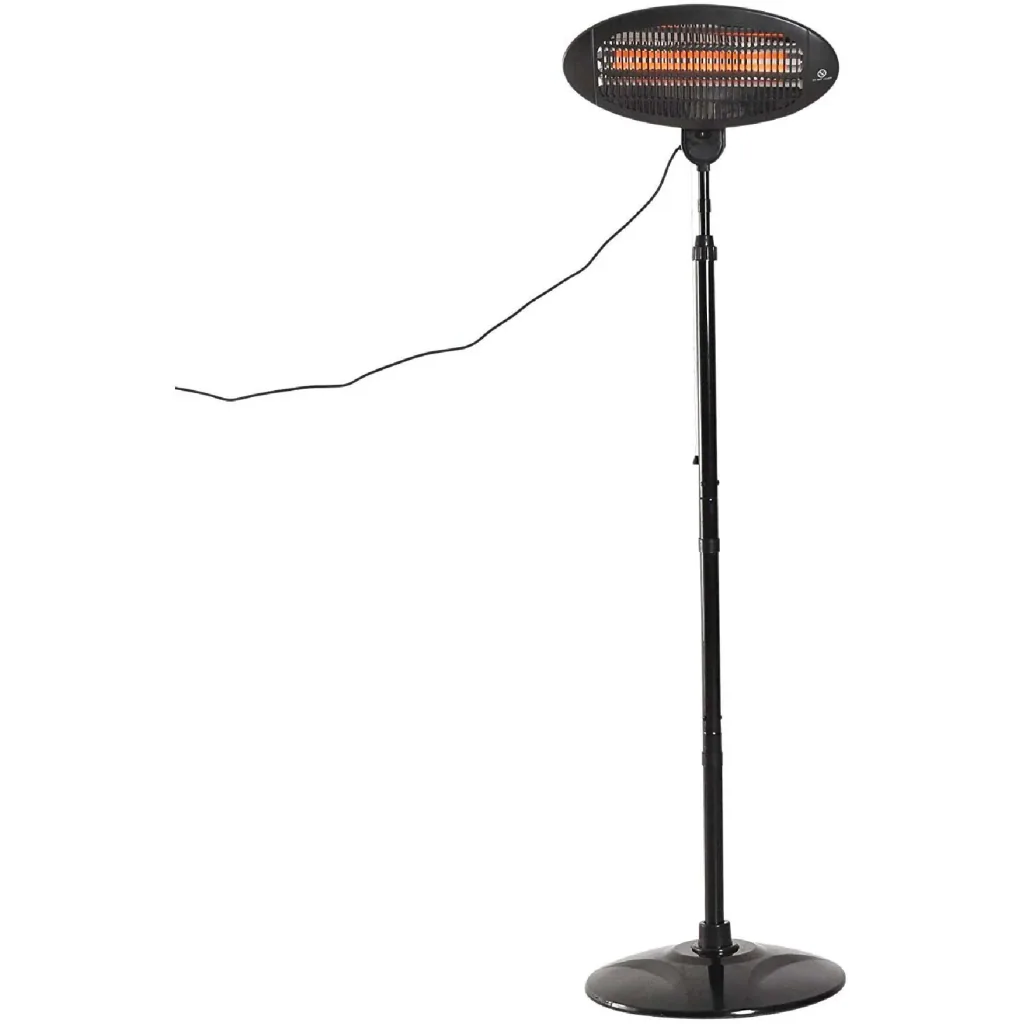 Heizstrahler Freistehender Terrassenheizer Quartz elektrisch 360° drehbar 2KW Ø50 x H(180-210) cm