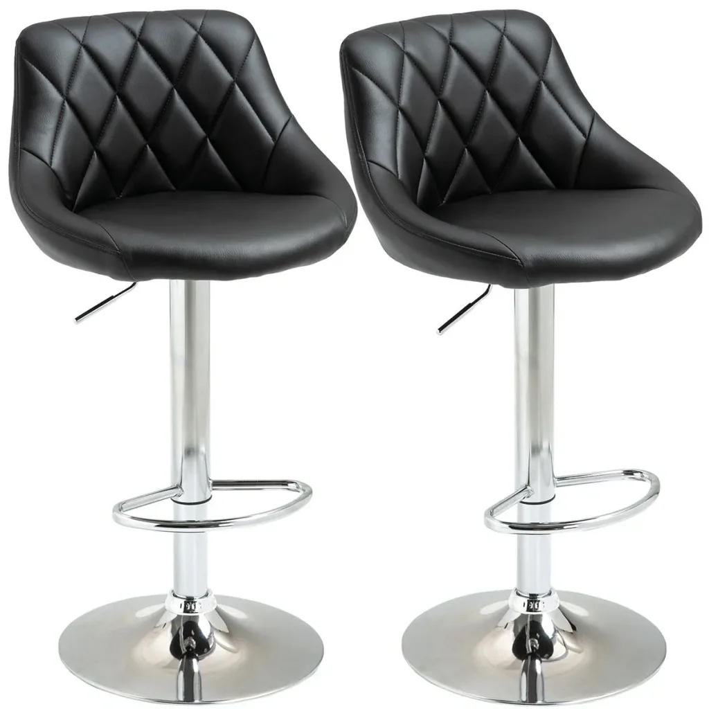 Barhocker 2er-Set Drehstühle Barstühle Verstellbare Höhe Armless Barhocker 360° schwenkbar PU-Kunstleder Metall Schwarz