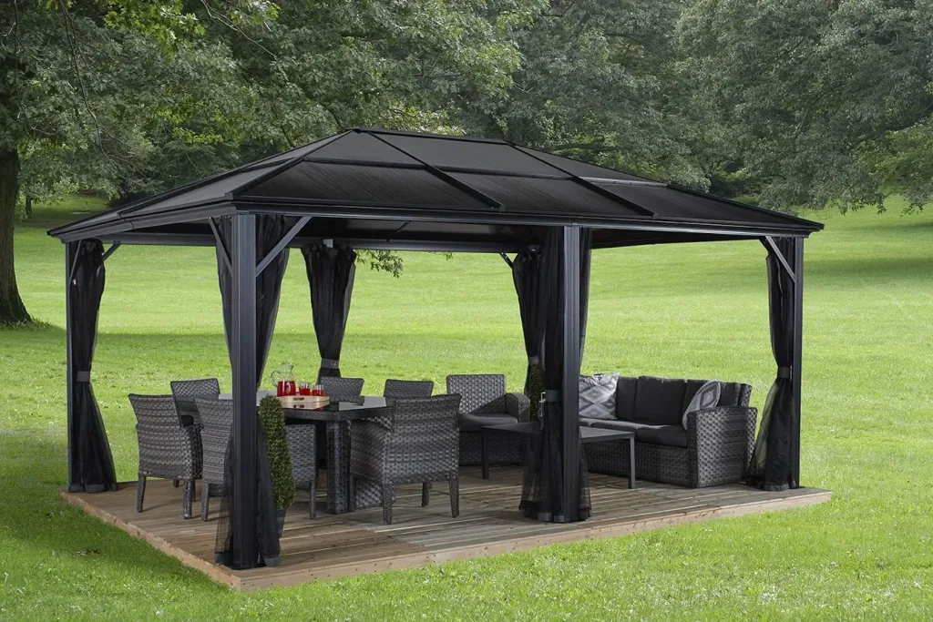 Sojag Aluminium Pavillon Meridien, anthrazit - mit Moskitonetzen
