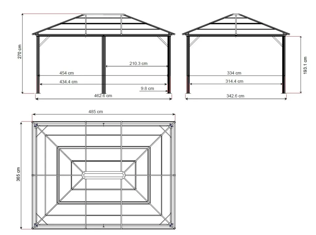Sojag Aluminium Pavillon Meridien, anthrazit - mit Moskitonetzen