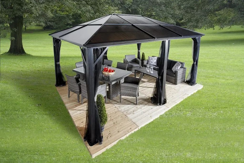 Sojag Aluminium Pavillon Meridien, anthrazit - mit Moskitonetzen