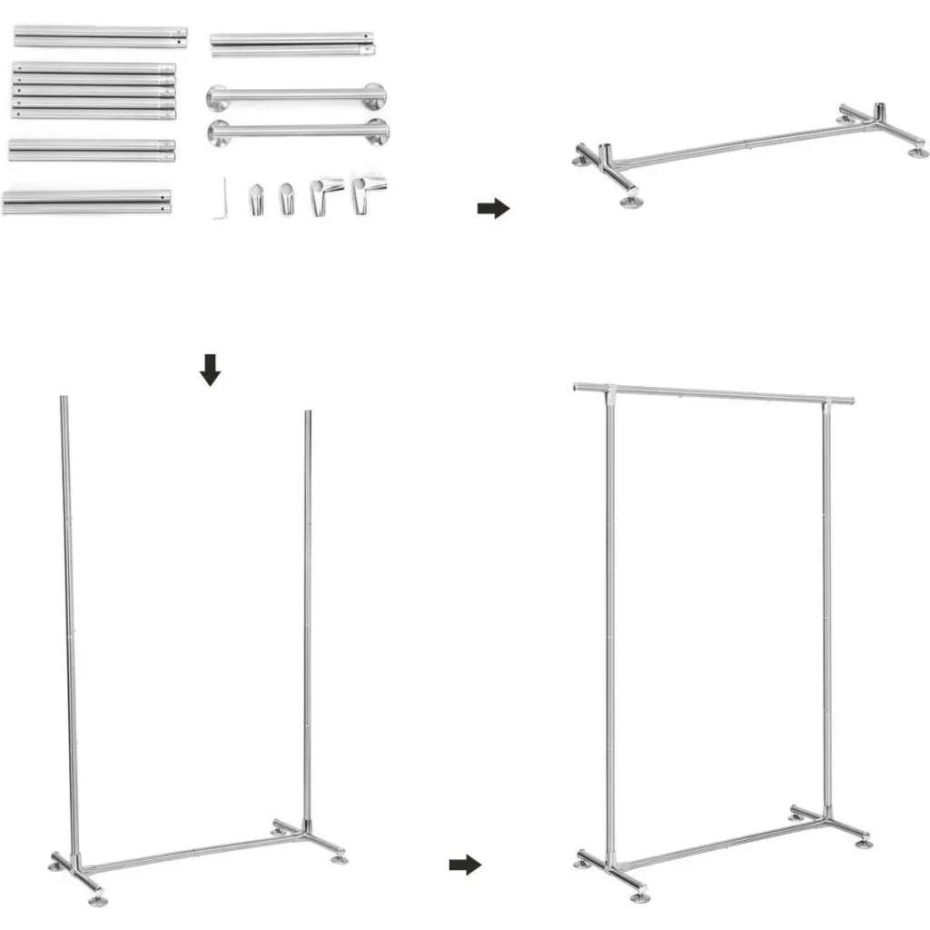 2er-Set Metall-Kleiderständer MP61 - 75kg Tragfähigkeit - 120x50x120cm