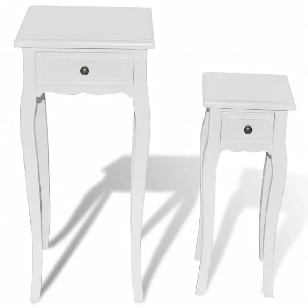Beistelltisch-Set mit Schubladen weiß 2-teilig