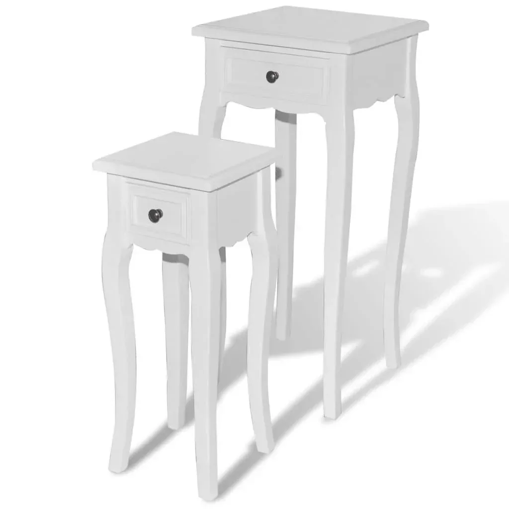 Beistelltisch-Set mit Schubladen weiß 2-teilig