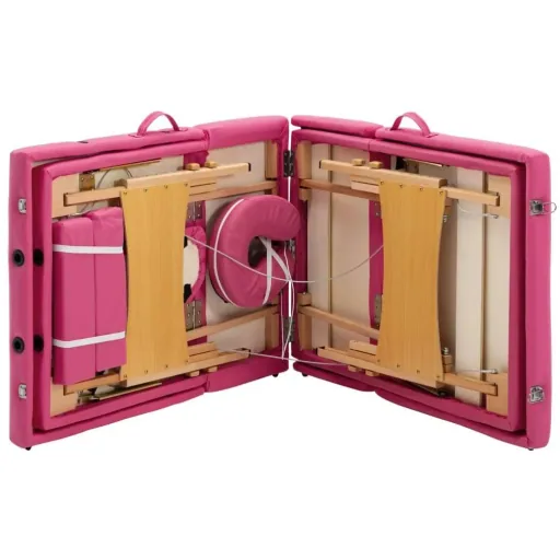 Massagetisch faltbar 4 Zonen Holz rosa