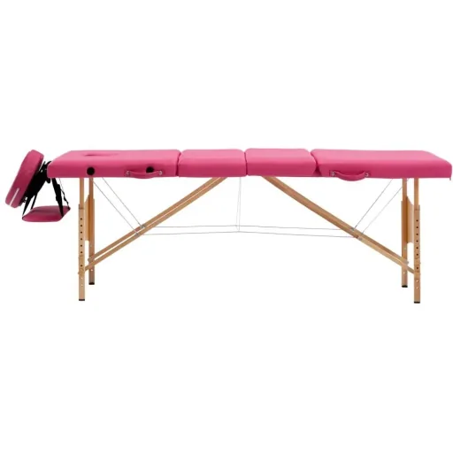 Massagetisch faltbar 4 Zonen Holz rosa
