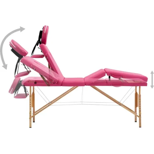 Massagetisch faltbar 4 Zonen Holz rosa