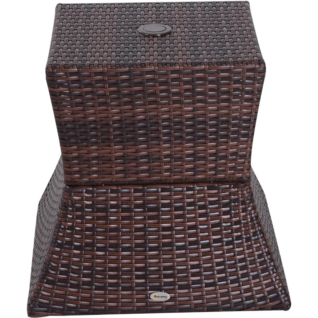 Gartentisch Beistelltisch Sonnenschirmständer Gartenmöbel Terrasse Polyrattan Braun 54 x 54 x 55 cm