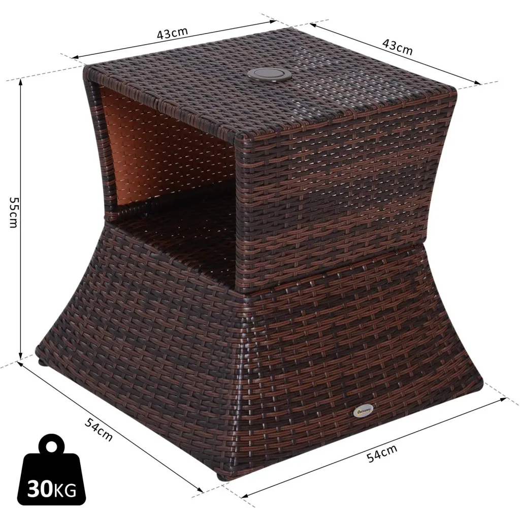 Gartentisch Beistelltisch Sonnenschirmständer Gartenmöbel Terrasse Polyrattan Braun 54 x 54 x 55 cm