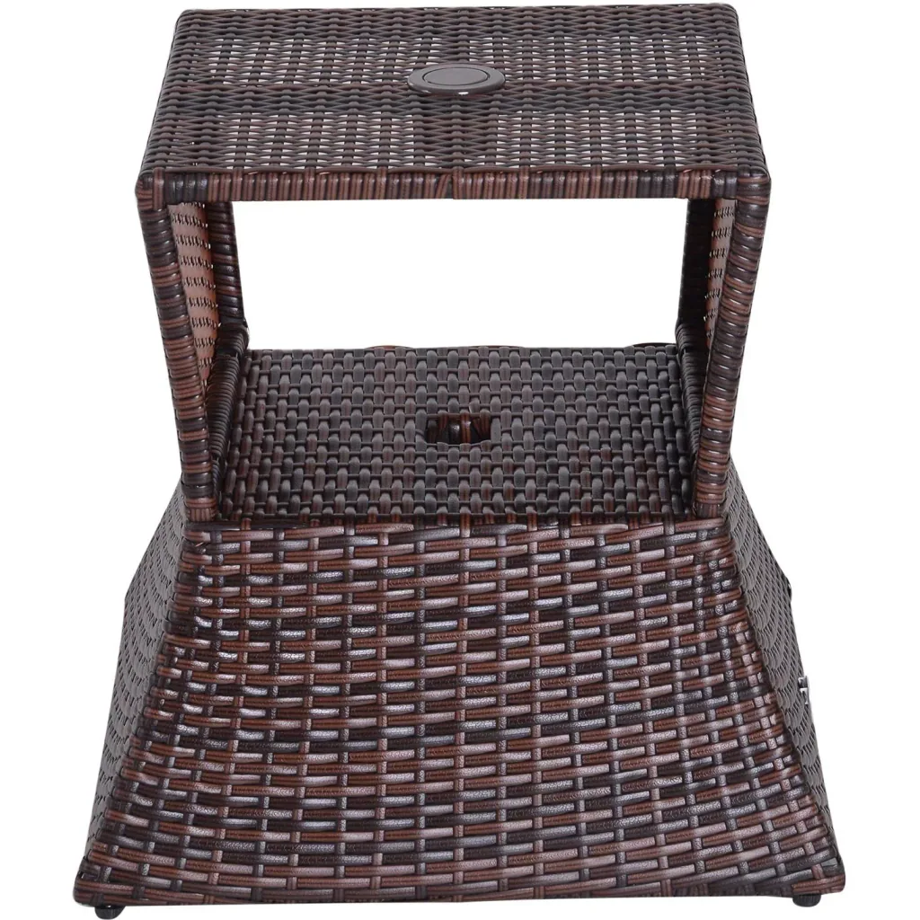 Gartentisch Beistelltisch Sonnenschirmständer Gartenmöbel Terrasse Polyrattan Braun 54 x 54 x 55 cm