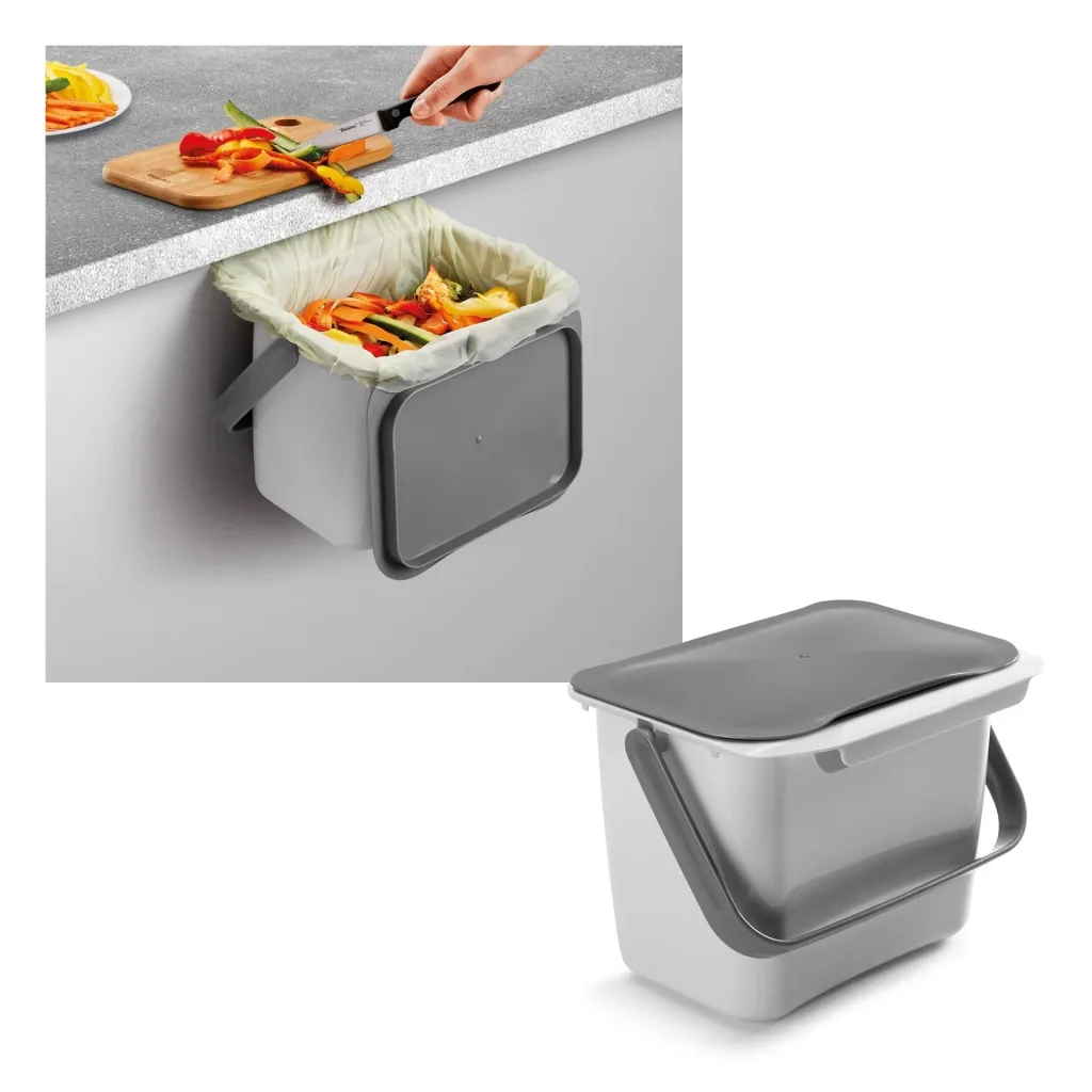 Abfallsammler Bin-Tex, grau mit Deckel