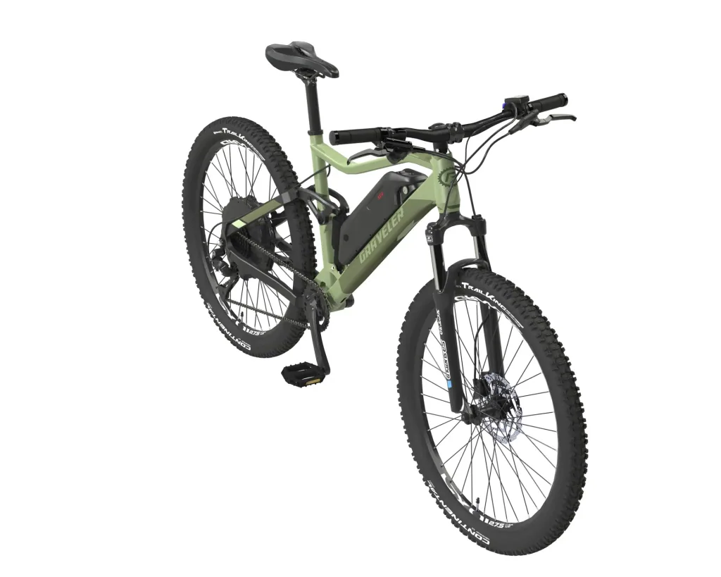 Unisex E-Bike MTB 27,5 Zoll, Rahmengröße 48 cm, 9-Gang Kettenschaltung, olivgrün matt, GRAVELER 22.EMM.10