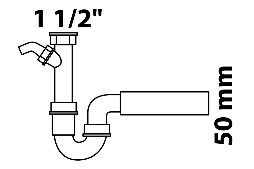 Spültisch- Röhrensiphon, 1 1/2" mit 3/4" Geräteanschluss