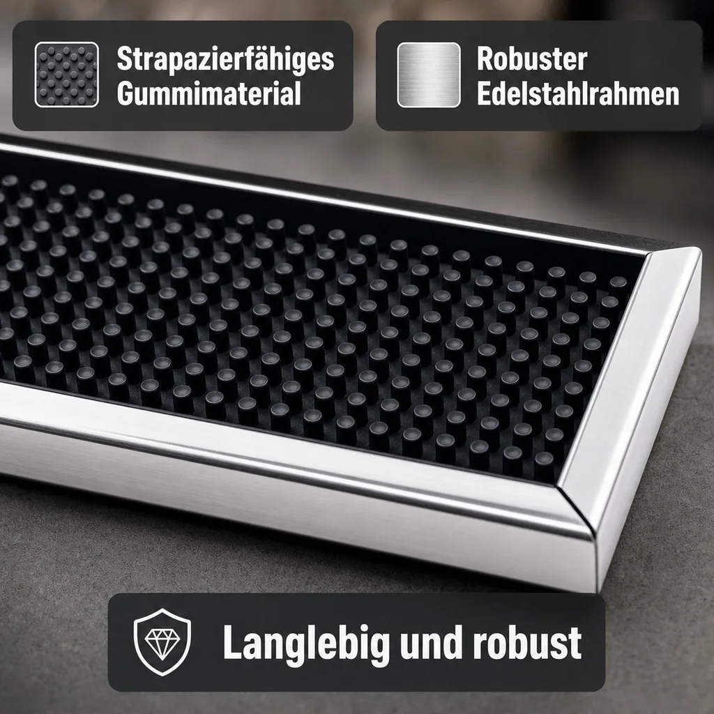Barmatte, Serviermatte - mit Edelstahlrahmen, 60 x 10 cm