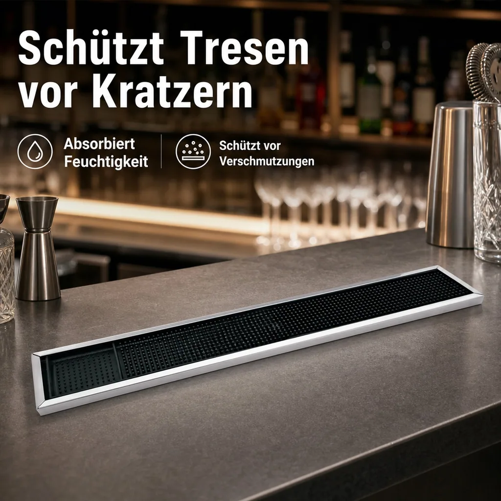 Barmatte, Serviermatte - mit Edelstahlrahmen, 60 x 10 cm