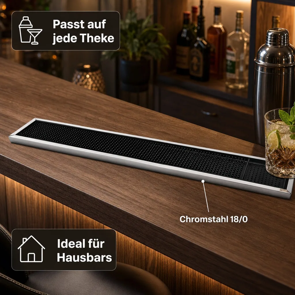 Barmatte, Serviermatte - mit Edelstahlrahmen, 60 x 10 cm