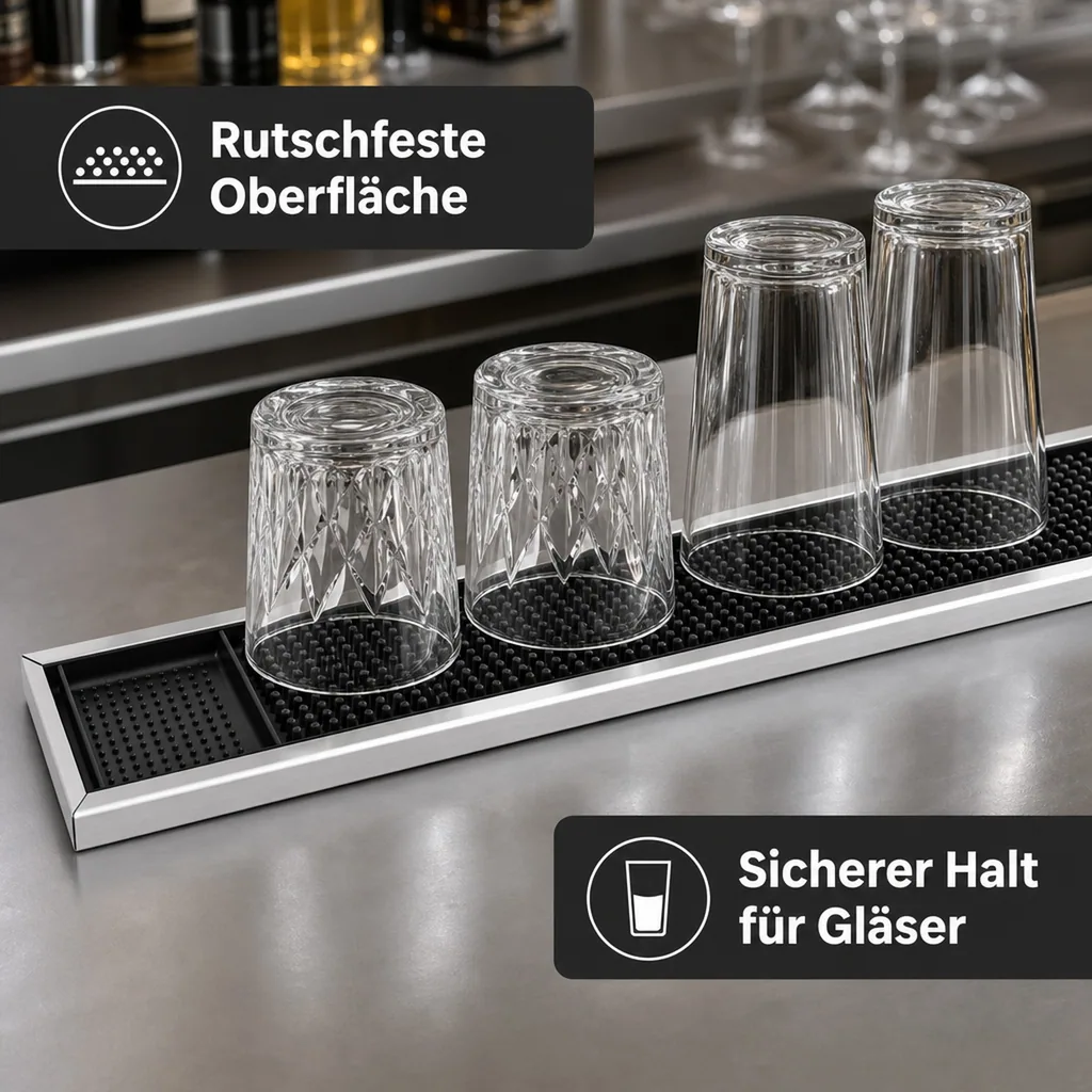 Barmatte, Serviermatte - mit Edelstahlrahmen, 60 x 10 cm