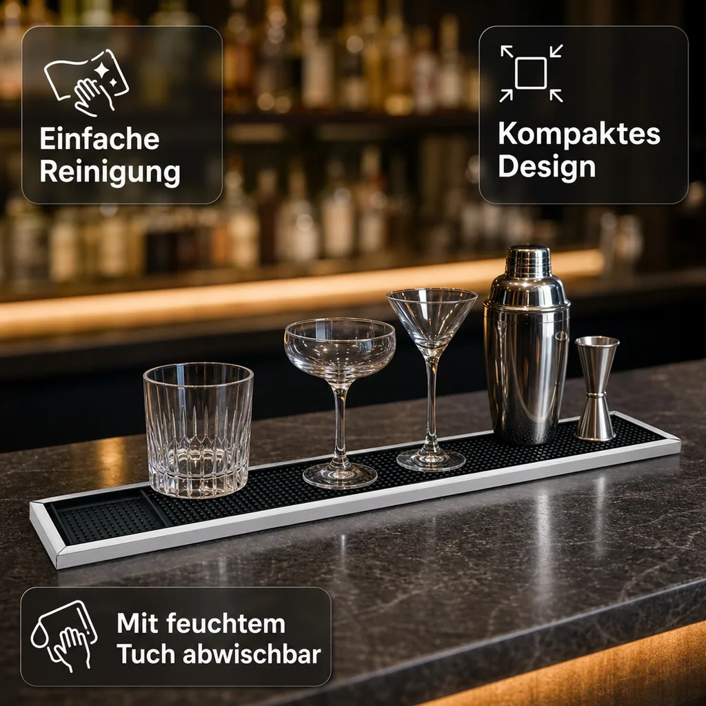 Barmatte, Serviermatte - mit Edelstahlrahmen, 60 x 10 cm