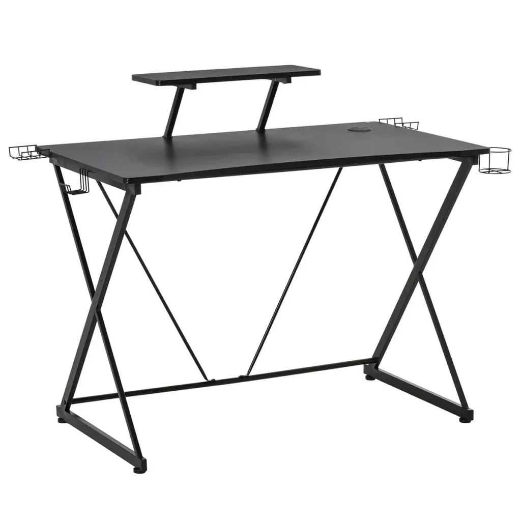 Gaming-Tisch Schreibtisch Computertisch PC Schreibtisch mit Kopfhörerhaken Getränkehalterung Ergonomisches Design Verste