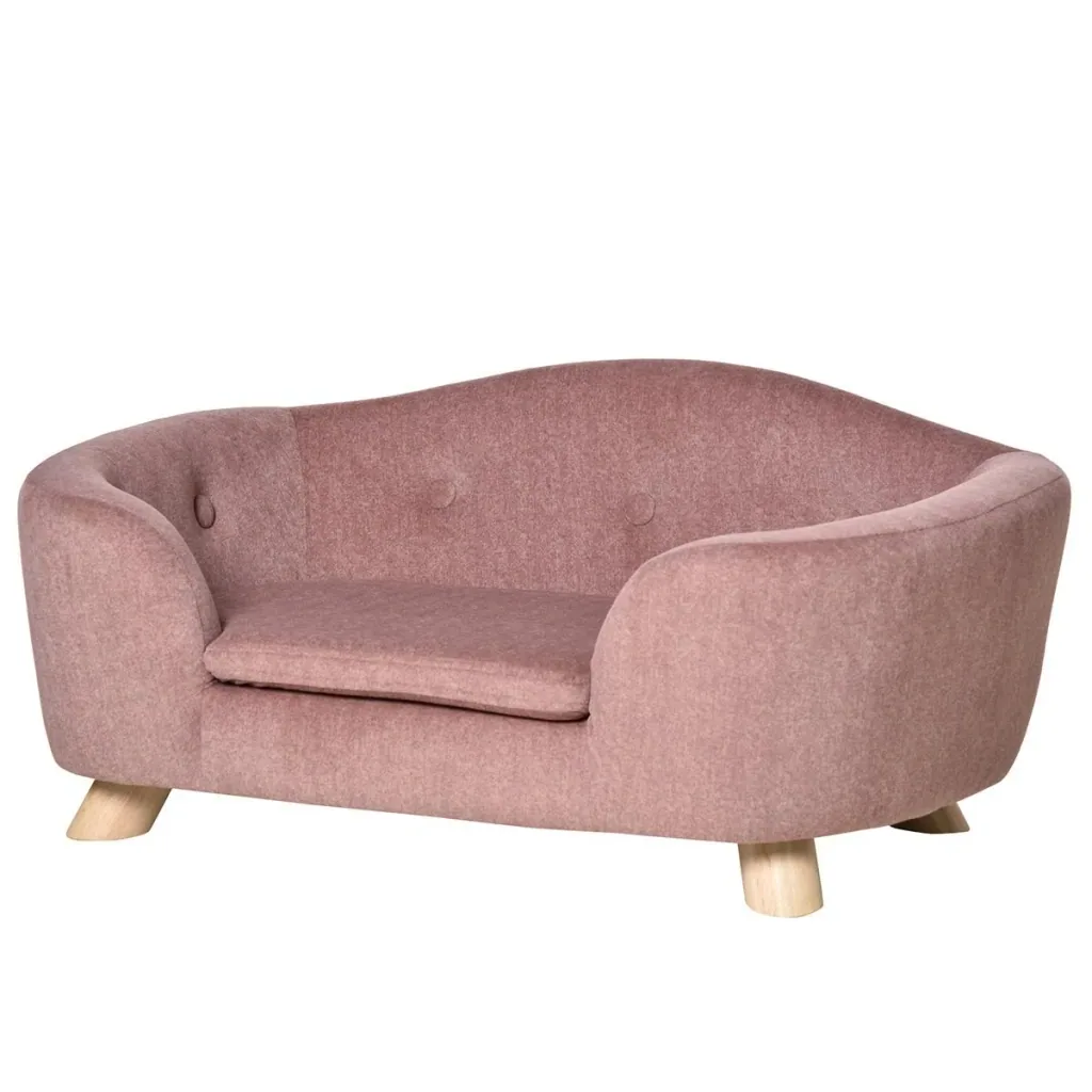 Haustiersofa Hundematte Hundebett Hundesofa Hundecouch Katzen Sofa mit Kissen Rückentasche Plüsch Schaumstoff Kiefernhol