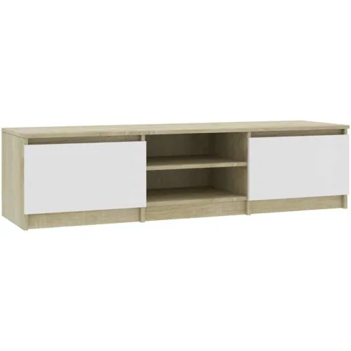 TV-Schrank 140x40x35,5 cm weiß und Sonoma-Eiche