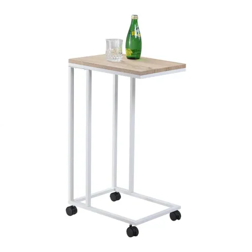 Beistelltisch - auf Rädern - 70 x 40 x 30 cm - Industrial - Weiß/Braun