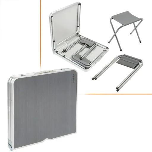 Campingbank 5 Stück grau Aluminium faltbar