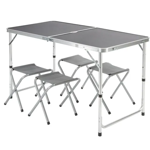 Campingbank 5 Stück grau Aluminium faltbar