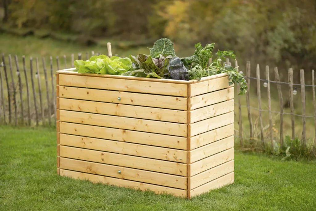 Westmann Hochbeet Asket L, 130×70×90 cm, Natur – Fichtenholz, rückenschonend