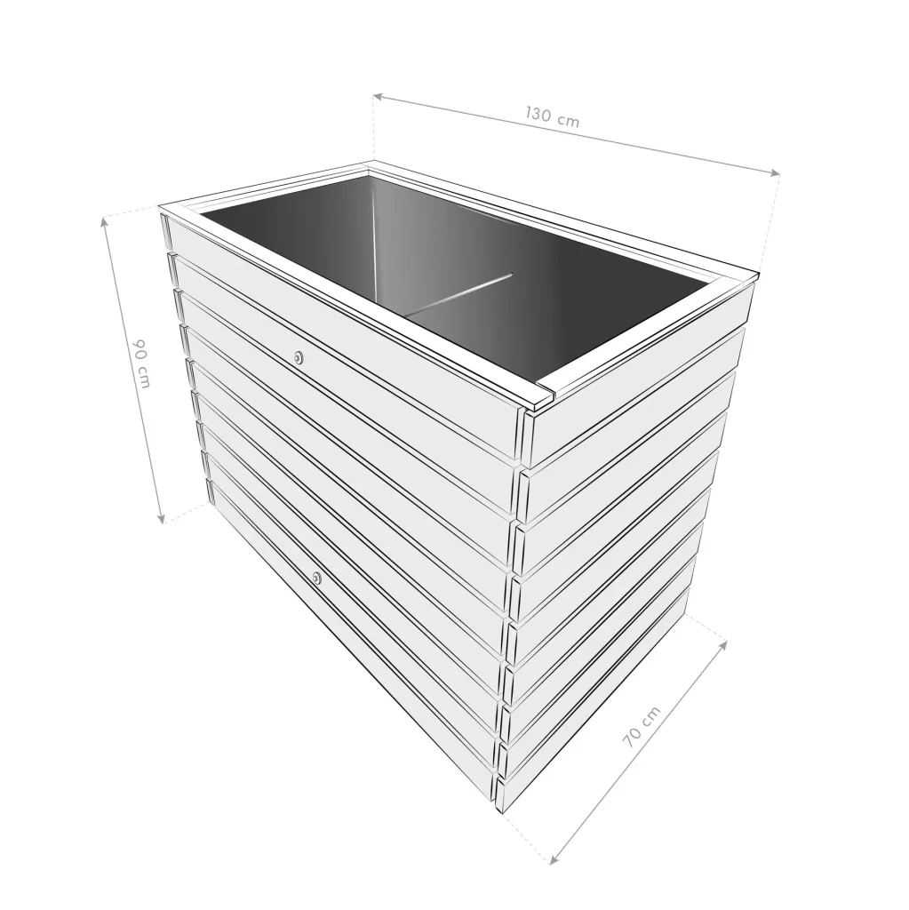 Westmann Hochbeet Asket L, 130×70×90 cm, Natur – Fichtenholz, rückenschonend