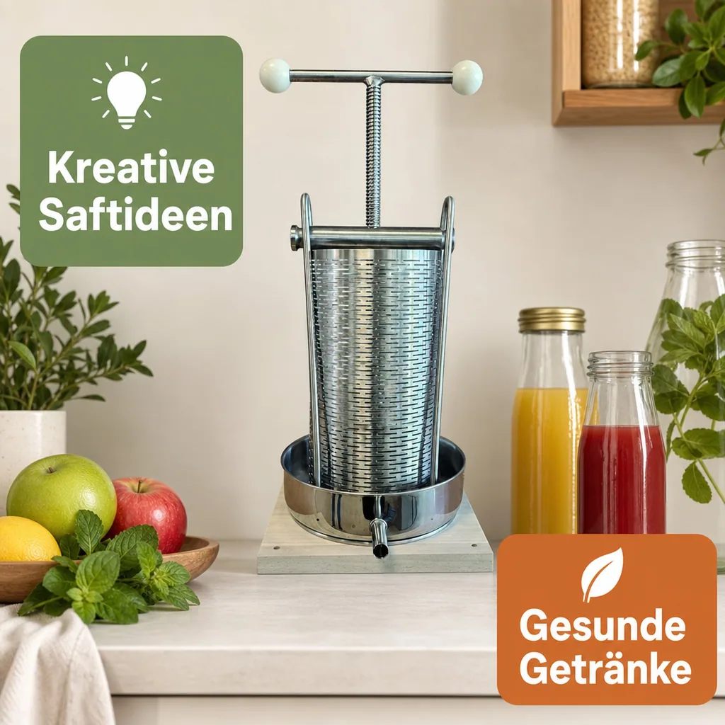 Saftpresse, Obstpresse, Weinpresse, Apfelpresse - Maxi, mit Edelstahl Doppelkorb, 5L