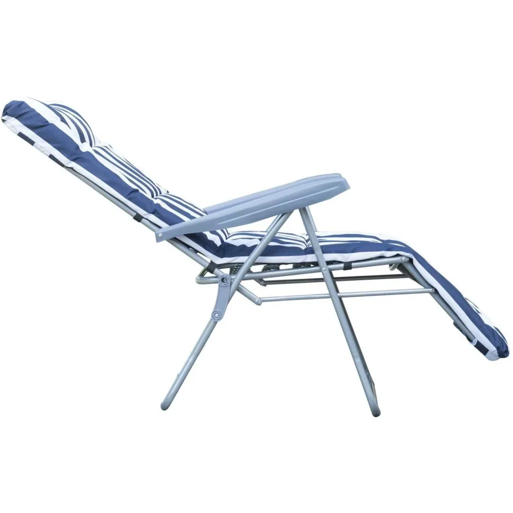 2 x Klappstühle Sonnenliege Armlehne klappbar Blau/Weiß