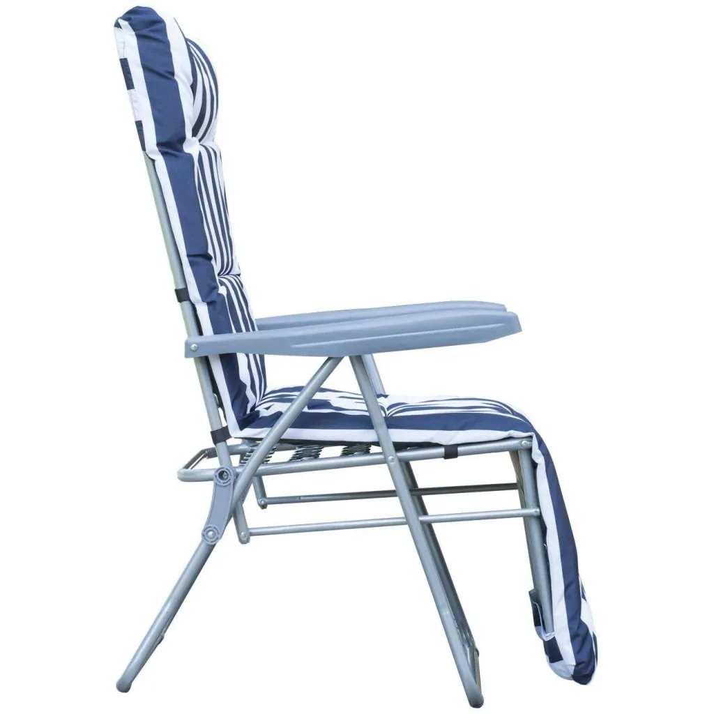 2 x Klappstühle Sonnenliege Armlehne klappbar Blau/Weiß