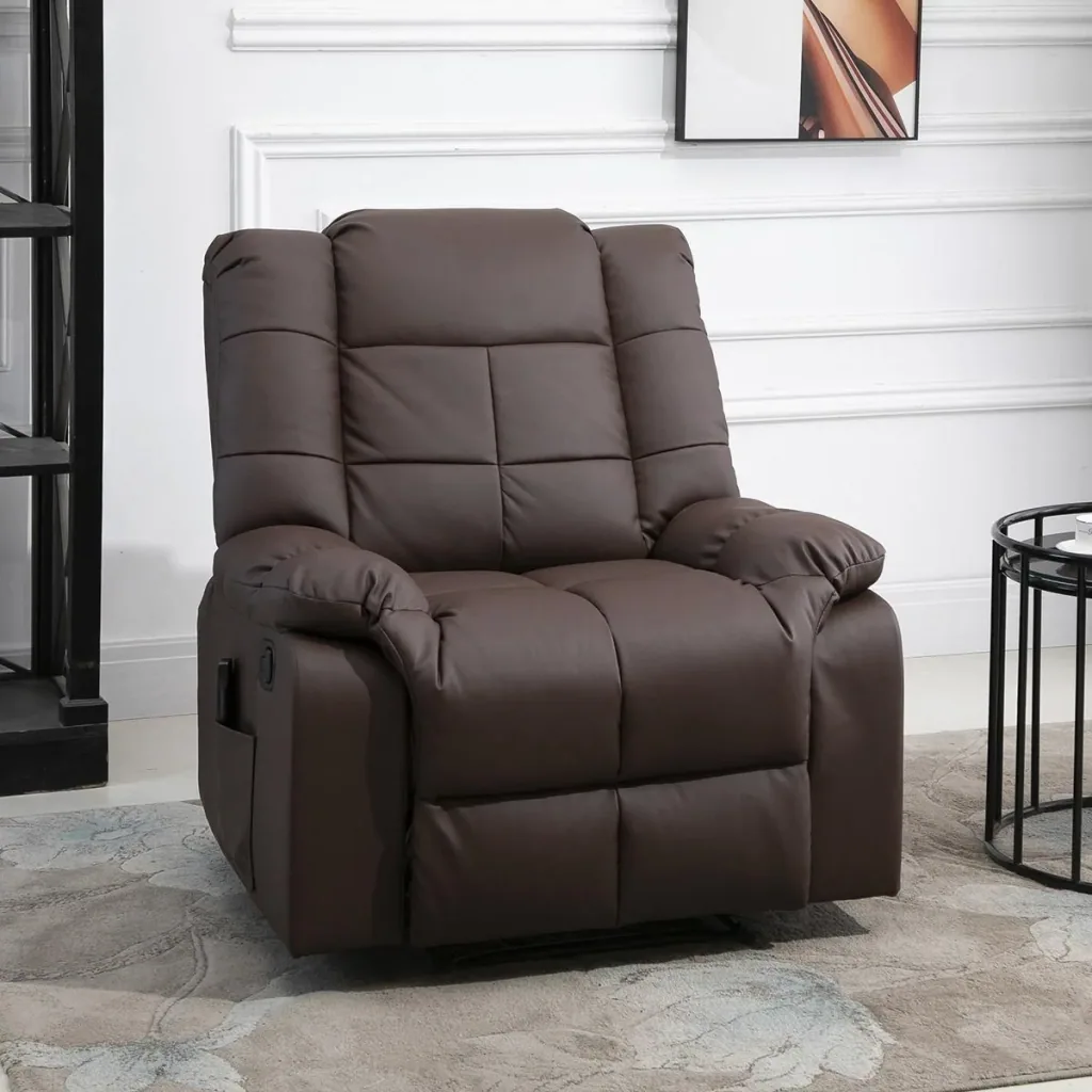 Massagesessel Fernsehsessel Relaxsessel mit Massagefunktion Kunstleder Holz Metall Schaumstoff Braun 94 x 99 x 99 cm