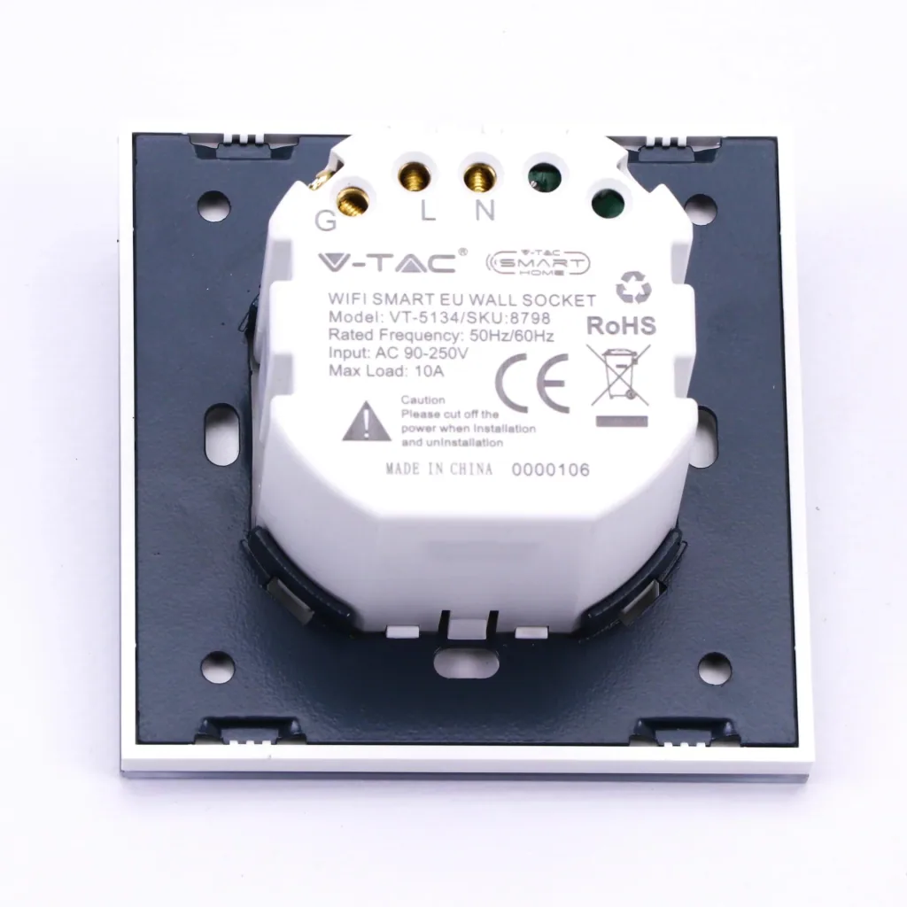 Smarthome VT-5134 WiFi-Wandsteckdose - weiß - 10A - 2200W - Funktioniert mit Amazon Alexa und Google Home Assistant