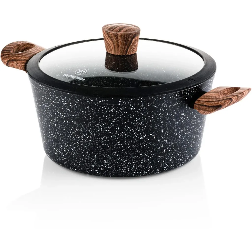 Black Marble Wood - Kochtopf 24 cm und Bratpfanne 28 cm - Schwarz