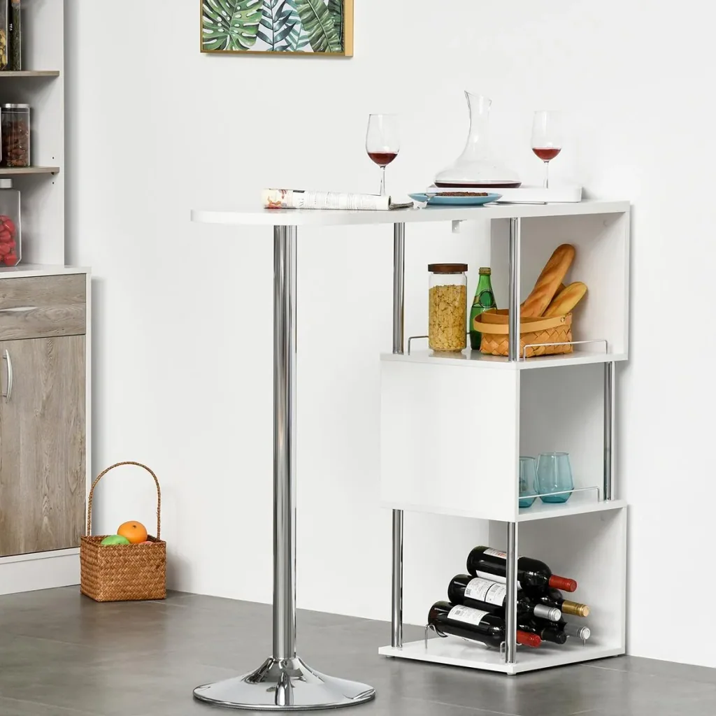 Bartisch Stehtisch mit Eisenrahmen ausgestattet mit einer Anti-Kippvorrichtung abnehmbar für Küche Wohnzimmer Esszimmer,